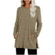 thumbnail image 2 of HongQid Womens Sweaters Crewneck Long Sleeve Shirts with Pockets Fall Outfits 2025 Fashion Winter Clothing Side Slit, 2 of 5