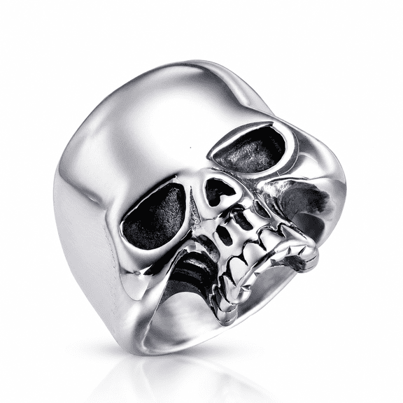 Men's Skull Ring, Stainless Steel Gothic Biker Statement Ring for Halloween