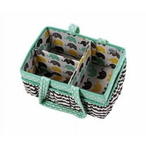 Bacati Elephants Unisex Nursery Fabric Storage Caddy with Handles, Mint/Yellow/Grey
