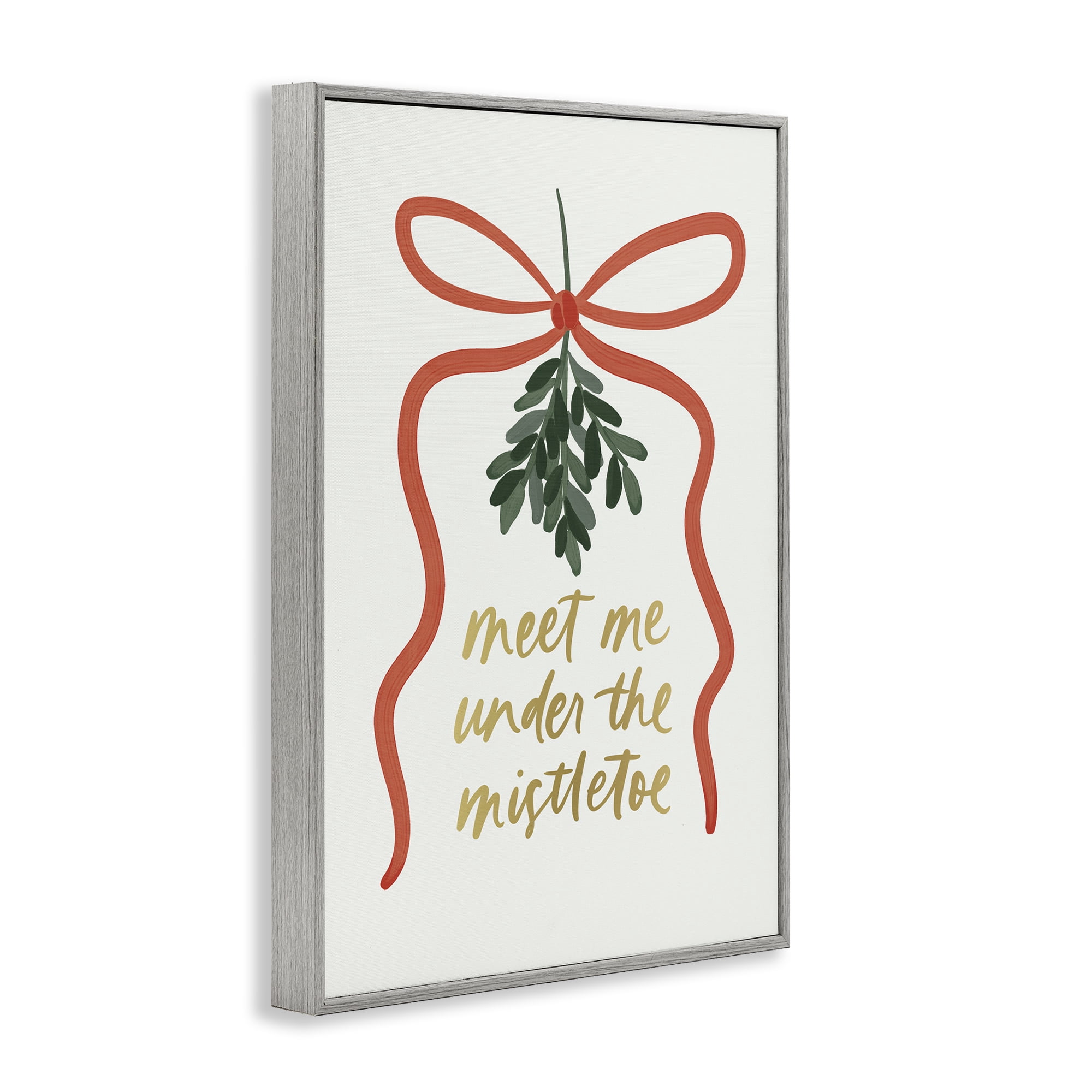 Stupell Industries Under Mistletoe Christmas Holiday Painting Gray Framed Art Prints Wall Art, 16 x 24
