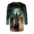 thumbnail image 4 of Women's Halloween Shirt 3/4 Sleeve Crew Neck Vintage Fall Tee Casual Witch Printed Holiday Tops, 4 of 5