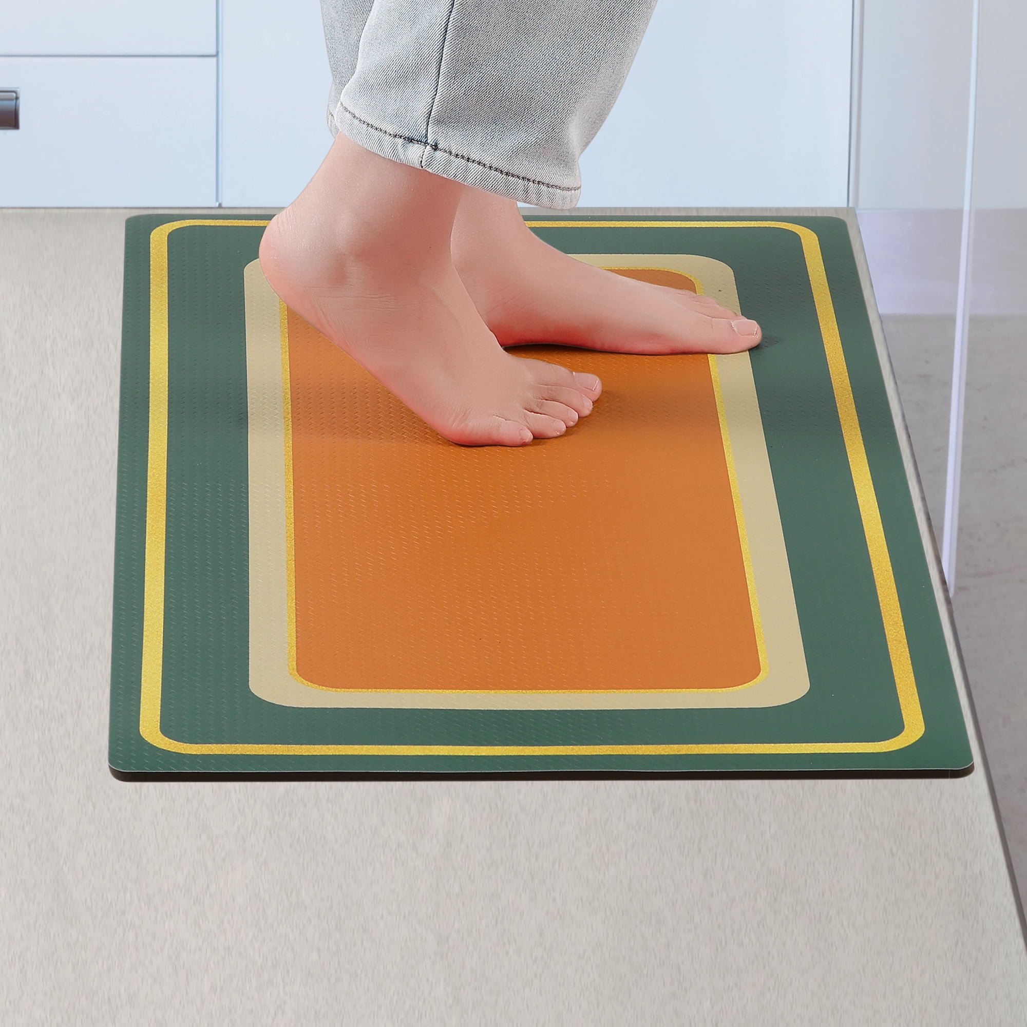 Unique Bargains Kitchen Rugs Kitchen Mats Non Skid Washable Machine Washable Standing Mats Green 18" x 32"