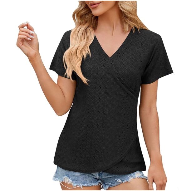 Fiudx Camisas para Mujer Tops con Estampado de Moda para Mujer, Blusa de Manga Corta, Camisetas Divertidas con Cuello Redondo