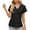 Black, variant on Lovskoo Womens 2024 Summer Tops Trendy Solid Color Eyelet Short Sleeve Blouse V Neck T-Shirt Tops Hot Pink