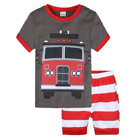 

EHTMSAK Toddler Baby Children Boy Summer Short Sleeve Cartoon Print T Shirts and Shorts Set Outfits Clothing Set Red 1Y-7Y 4