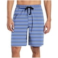 thumbnail image 2 of Aobny Striped Men Shorts Beach Board Pants Big & Tall Casual Mid Rise Baggy Spring Clothes,Blue,XL, 2 of 6