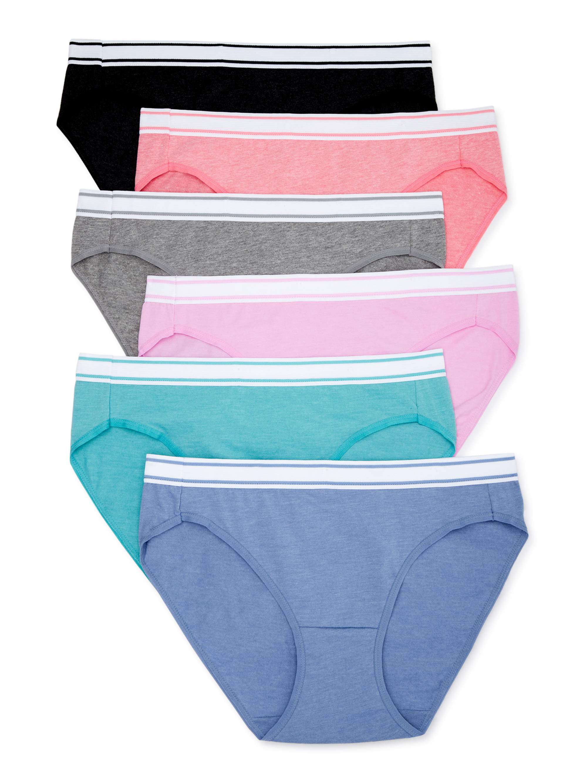 Secret Treasures Women's Cotton Stretch Bikini Panties, 6-Pack ...