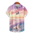 thumbnail image 4 of Blusa y camisa de manga corta con cuello vuelto para hombre, blusa informal de moda con botones estampados, blusa de manga corta con cuello vuelto, blusa de poliéster para hombre, 4 of 6