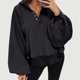 thumbnail image 2 of Gibobby Sudaderas para mujer Sudadera de Manga Larga para Mujer de Gran tamaño de otoño de Talla Grande Holgada Cuello Redondo atlético Y-2K(Negro,CH), 2 of 5