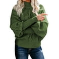 thumbnail image 2 of Green Sweatshirt for Women's Winter New Mid Neck Loose Long Sleeve Knitted Solid Color Sweater Women Fall Clothes, 2 of 6