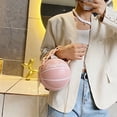 thumbnail image 6 of Hfnxid Basketball Shaped Shoulder Bag Round Handbags PU Leather Travel Bag 1pc Fashionable Basketball Shape Chain Handbag Pouch Crossbody Trendy Bag Purse Basketball Shaped Purse Cute Purse Handbag, 6 of 10