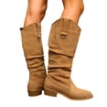 thumbnail image 5 of KEVCHE Womens Casual Cowboy Boots,Round Toe Mid Calf Cowgirl Pull On Flat Low Heels with Slouchy Wide Calf, Comfortable Western Riding Boots for Daily Wear, 5 of 6