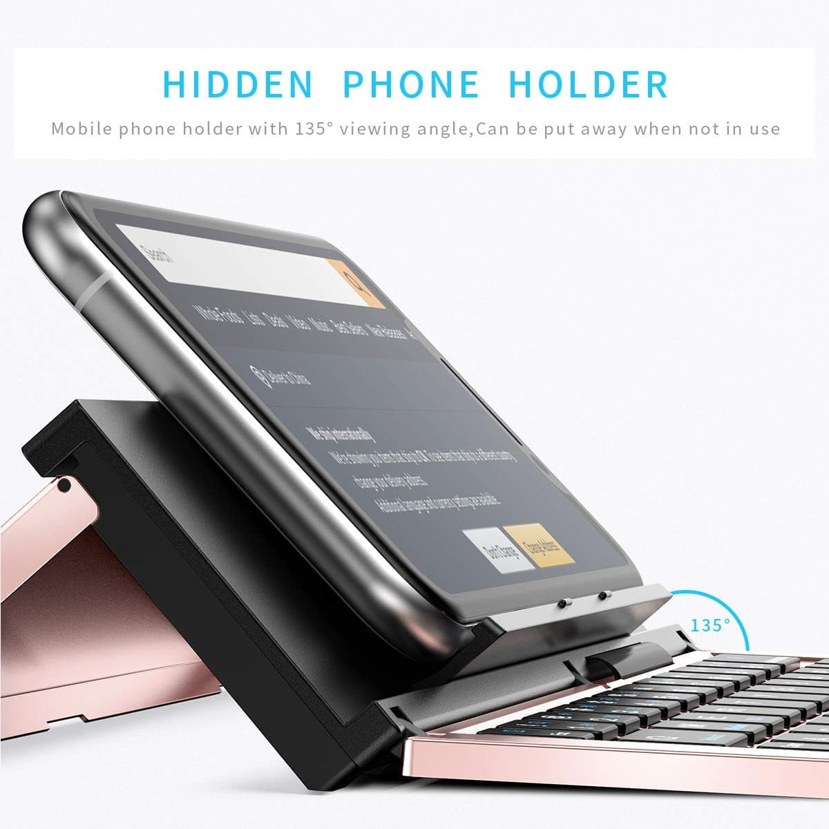 Tri-Folding Portable Bluetooth Keyboard, Slim Aluminum Alloy for Travel & Work, Compatible with iPad Pro/Air, iPhone, Android Tablets, Windows/Mac Laptops