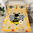 thumbnail image 2 of Castle Fairy Kawaii Honeybee 4 Pieces Queen Sheet Sets,Plaid Honeycomb Ultra Soft Flat Sheet,Chic Flower Queen Fitted Sheet,Breathable Geometric Home Decor, 2 of 7