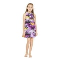 thumbnail image 1 of Robe Hawaïenne à Col Rond avec Volants pour Fille au Coucher du Soleil Néon, 1 of 5