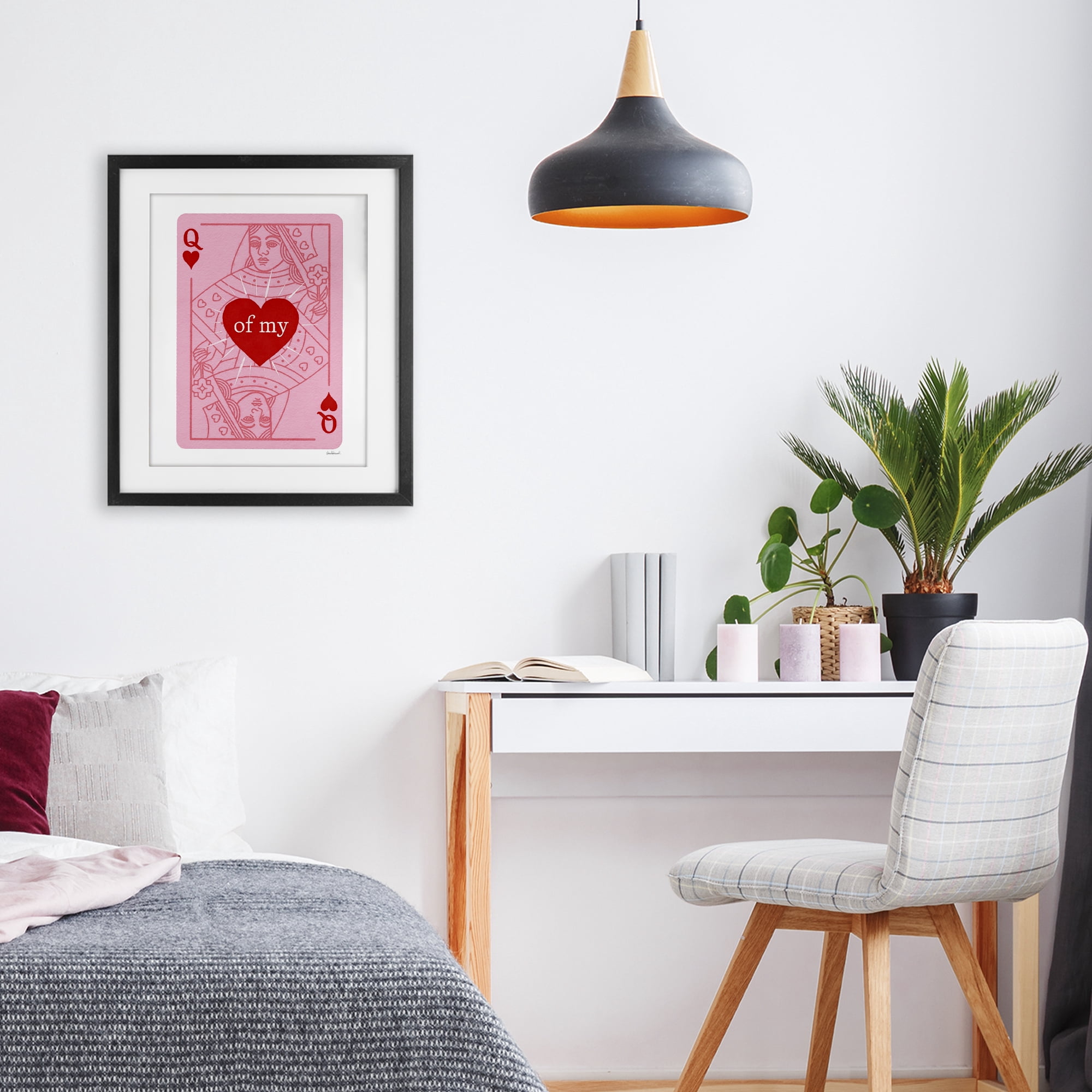 Queen Of My Heart Black Framed Print Under Glass, design by Amanda Greenwood