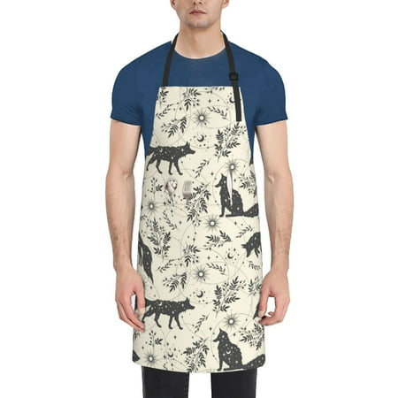 

Picia Vintage Moon Fox Waterproof Apron for Unisex Adult - Adjustable Bib Apron with Pockets Ideal for Cooking Gardening Painting and Household Chores