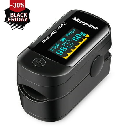 Finger Oximeter - Pulse oximeter meter for finger ;Morpilot Deluxe 500D Fingertip Pulse Oximeter Blood Oxygen Saturation Monitor with Plethysmograph Feature, Silicon Cover