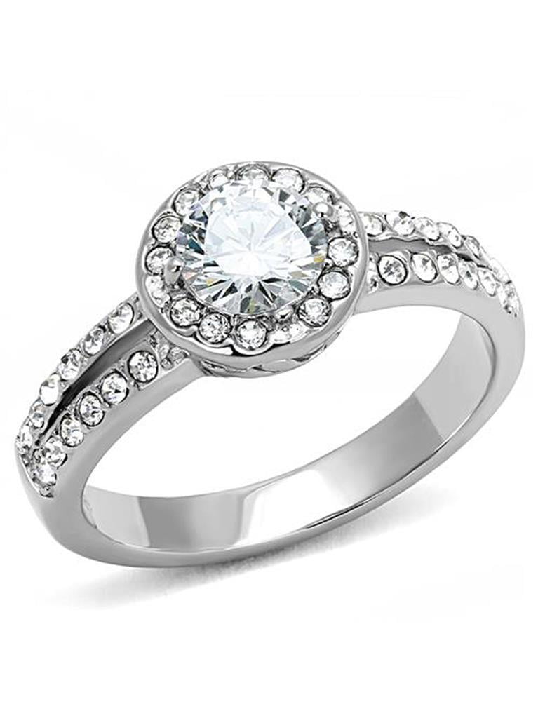 STAINLESS STEEL 1.32CT ROUND CUT CUBIC ZIRCONIA ENGAGEMENT RING WOMENS SIZE 5-10 