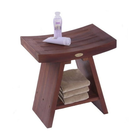 Decoteak Classic Asia Teak Serenity Shower Stool with Shelf
