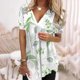 thumbnail image 5 of Camiseta de manga corta suelta con cuello en V y estampado plisado informal a la moda para mujer Pompotops hkajfhjk470315, 5 of 9