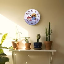 Holloyiver 12 Inch Sunflower Kitchen Wall Clock Rustic Farmhouse Clocks, Thick Wood Home Decor Clock for Bedroom, Office, Dinning Room, Silent Battery Operated