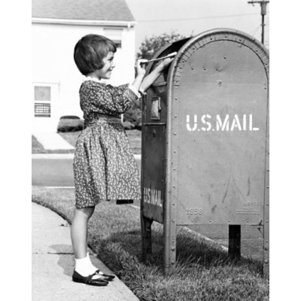 Girl putting a letter into a mailbox Poster Print (18 x 24) Walmart