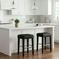 thumbnail image 2 of Cortesi Home Onyx Counter Stool in Genuine Leather with Black Legs, Black, 2 of 9
