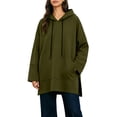 thumbnail image 2 of Fashion Hoodies for Women Plus Size Long Hooded Sweatshirt With Drawstring Side Placket Large Pocket Loose Long Sleeved Casual, 2 of 8