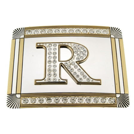 - New Initial R Letter Alphabet Belt Buckle Western Cowboy Rodeo Gold Silver Shiny