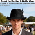 thumbnail image 6 of BadPiggies Elegant Fedora Hats for Men Women Short Brim Roll Up Cowboy Felt Hat with Feathers (Black), 6 of 8