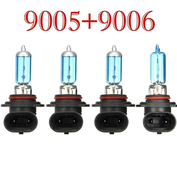 HIBIBUD 4Pcs Set Car Headlight 9006 HB4 9005 HB3 100W White Halogen Light 5000K Bulb