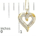 thumbnail image 6 of 14K Yellow Gold Plated .925 Sterling Silver 3/4 Cttw Round and Baguette-Cut Diamond Open Heart 18" Pendant Necklace (I-J Color, I2-I3 Clarity), 6 of 8