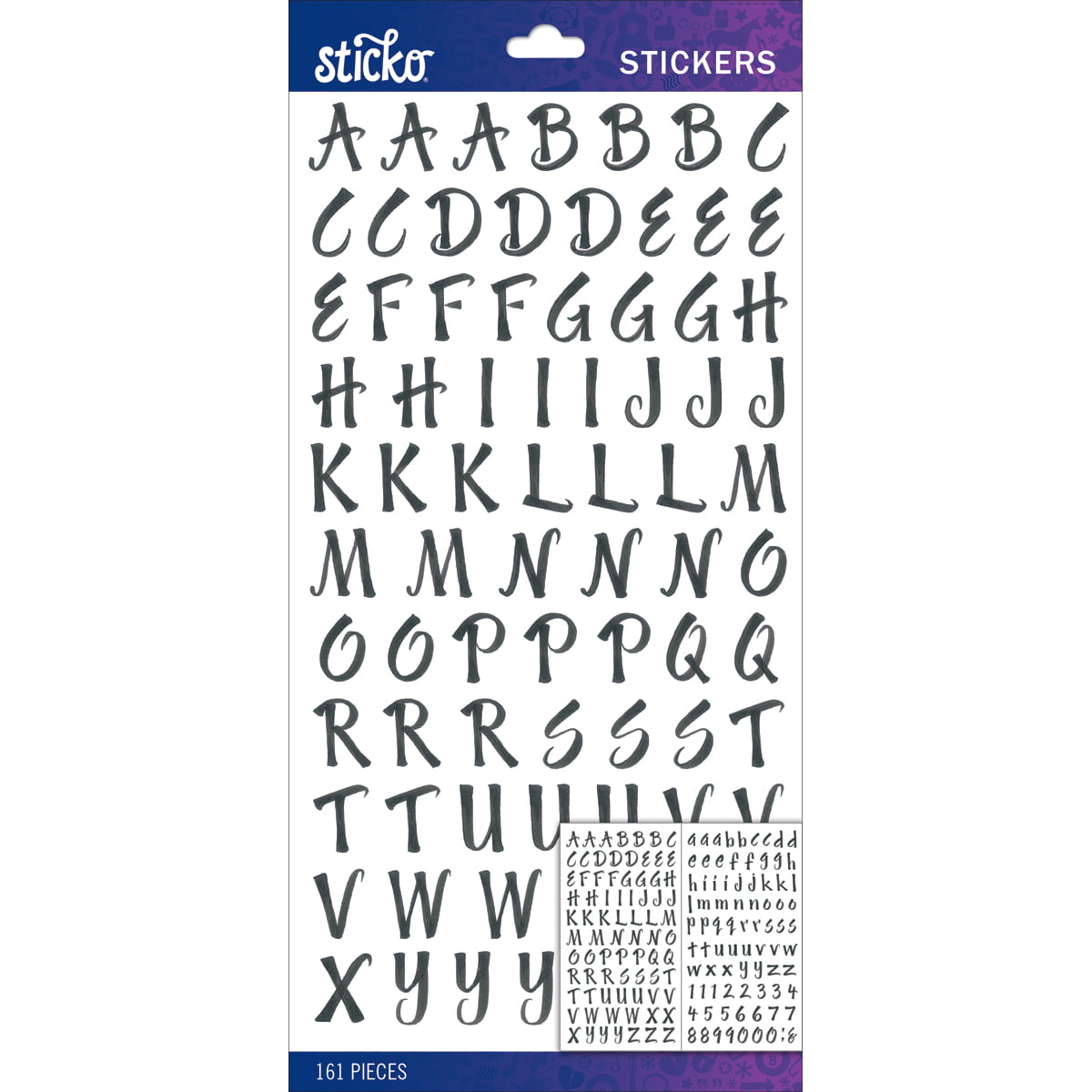 Scrapbooking Crafts Sticko Stickers Alphabet Black Thin Numbers Big Small  Letter