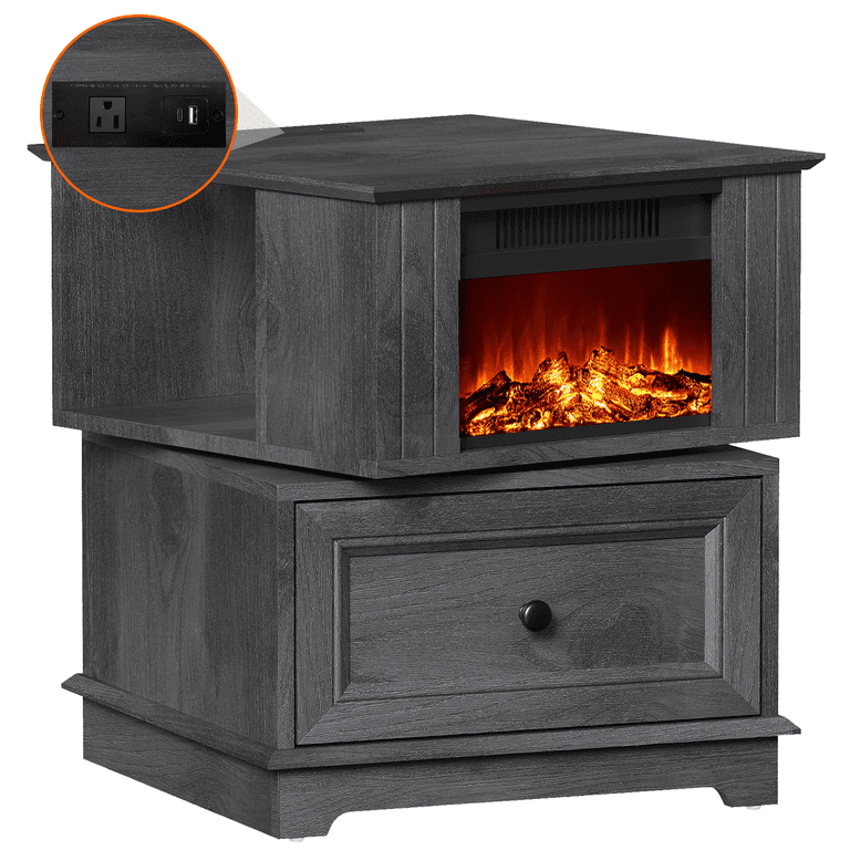 FAGAGA 19.7'' Rotating Electric Fireplace End Table with FAGAGA 19.7'' Rotating Electric Fireplace End Table with