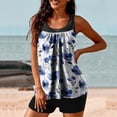 thumbnail image 5 of Nfurl Women's Swimming Suits 2 Piece Tummy Control Tankini Bathing Suit Trendy Floral Print Tankini Swimsuits Summer Swimmwear with Shorts Black,Size S, 5 of 5