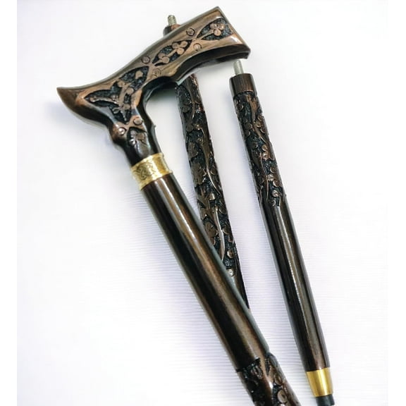 Handmade Carved Walking Stick for Men Women - Fancy Antique Wooden Cane for Elders Gift