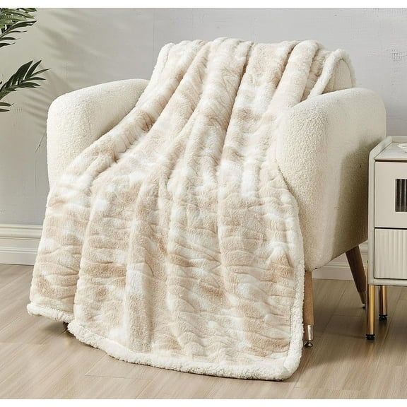 Plush- Decorative Throw, Perfect for Lounging, 50 x 60 inches, Alaska Beige Sherpa Throw Blanket