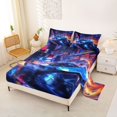 thumbnail image 2 of Castle Fairy Cyberpunk Blue Car Queen Sheet Sets 4 Pieces for Men, Neon City Bed Set for Bedroom, Blue and Orange, 2 of 6