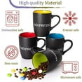 thumbnail image 4 of Mixpresso 4-Piece Mug Set, 16 Oz Ceramic Coffee Mugs with Large Handle, Colorful, Hot or Cold Drinks, Tea, Cappuccino, Milk, Cocoa, Cereal. Black and Colors, 4 of 7