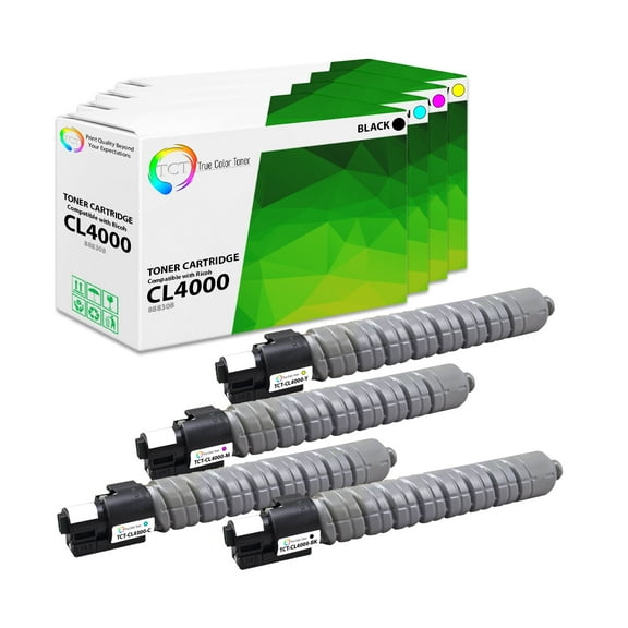 TCT CL4000 Toner Cartridge 4 Pack - Compatible With Ricoh Aficio 888308 888311 888310 888309