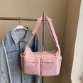 thumbnail image 5 of HUISZJ Women Corduroy Shoulder Bag, Multi Pocket Handbag, Top Handle Crossbody Bag for Work Travel Outdoor (Pink), 5 of 10