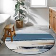 thumbnail image 3 of Round Rugs 3.3Ft, Blue Beige Black Round Area Rug Washable Indoor Throw Carpet, Modern Oil Painting Art Soft Non Slip Circle Rug for Laundry Room Patio Home Decor Aesthetic, 3 of 8