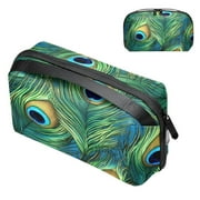 Peacock Feathers Small Travel Electronic Organizer, Waterproof, 5.9x9.44x3.14 in, Organize Your Electronic Gadgets, Hard Drive Cases, Travel Case, Phone Case Charger