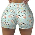 thumbnail image 2 of Balery Cute Cows Pantalones cortos de entrenamiento estampados para mujer, sin costuras, ajustados, para gimnasio, yoga, correr, deportes, ejercicio activo, fitness.-Large, 2 of 8