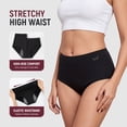 thumbnail image 3 of PULIOU Cotton Underwear for Women, High Waisted Full Coverage Panties, Soft Breathable Stretch Briefs, 3-Pack (Black, L), 3 of 9