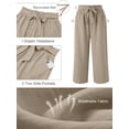 thumbnail image 5 of SHOWMALL Womens Plus Wide Leg Pants High Waisted Palazzo Pants Wheat 4X Belted Lightweight Work Pants Lose Trousers with Pockets, 5 of 9