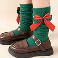 thumbnail image 5 of Odeerbi Bowknot Christmas Socks for Kids Boys Girls Mid-Calf Socks Fall Winter Green 2024 New Year's Red Socks Christmas Calf Socks Christmas Gift Stockings 3-12 Years Green, 5 of 5