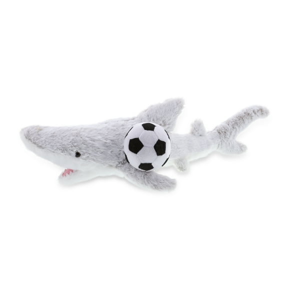 DolliBu Shark Stuffed Animal with Soccer Ball Plush - Soft Plush Huggable Grey Shark, Adorable Playtime Plush Toy, Cute Ocean Life Gift, Soccer Plush Animal Toy for Kids and Adults - 23 Inch