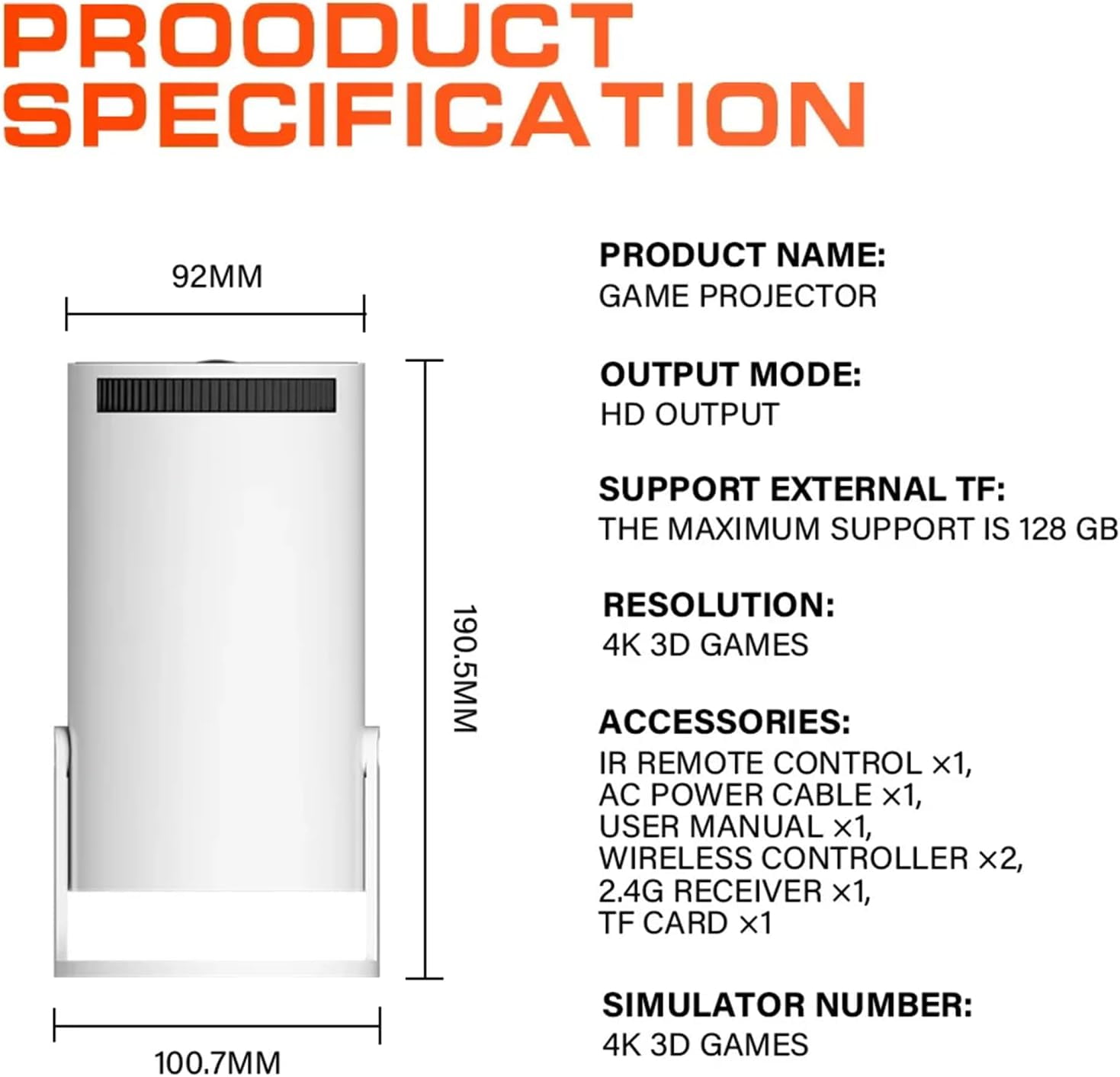 Mini Projector 1080p Support with 270°rotating Bracket 300 ANSI 5G WiFi Bluetooth Auto Keystone Home Projector